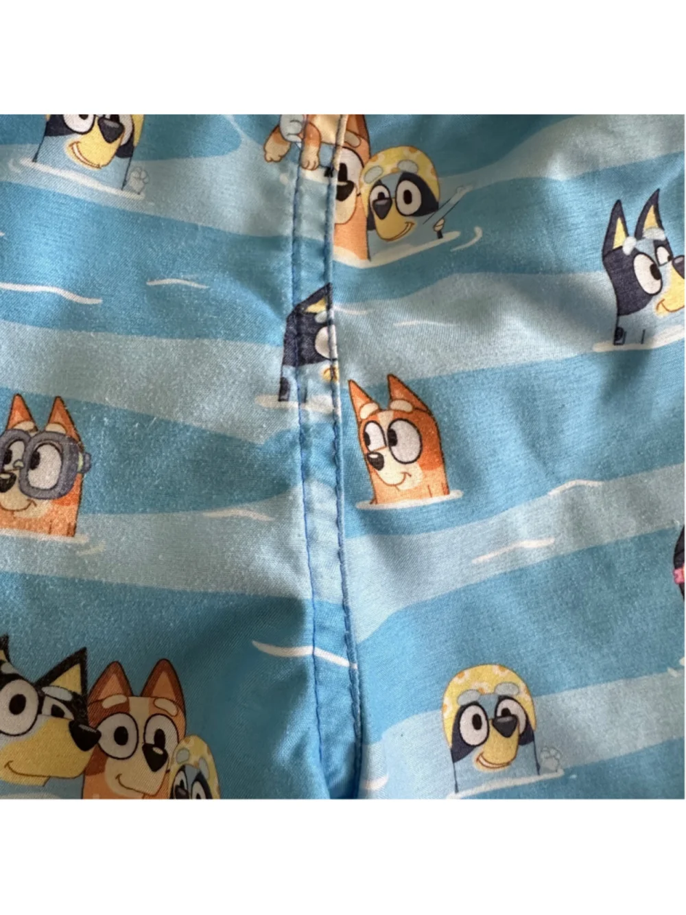 Bluey Swim Trunks Boys 3T Blue White Drawstring Lined Swim Shorts